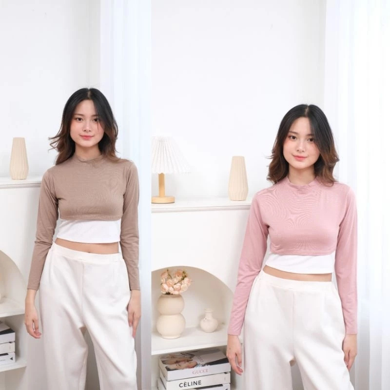 Manset Crop Top Spandek Rayon Lengan Panjang