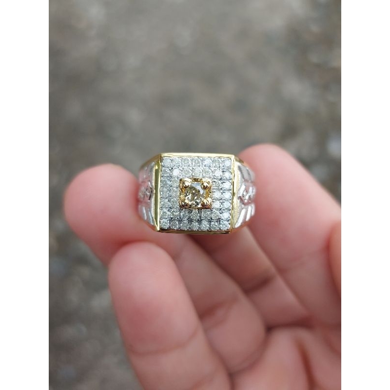 cincin pria ring perak berlian eropa asli