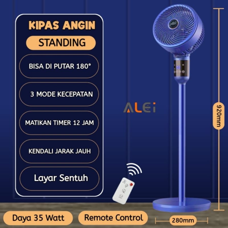 KIPAS ANGIN 10 Inch / KIPAS ANGIN BERDIRI REMOTE  / KIPAS ANGIN  STANDING TOUCH SCREEN  ROTASI 180 D
