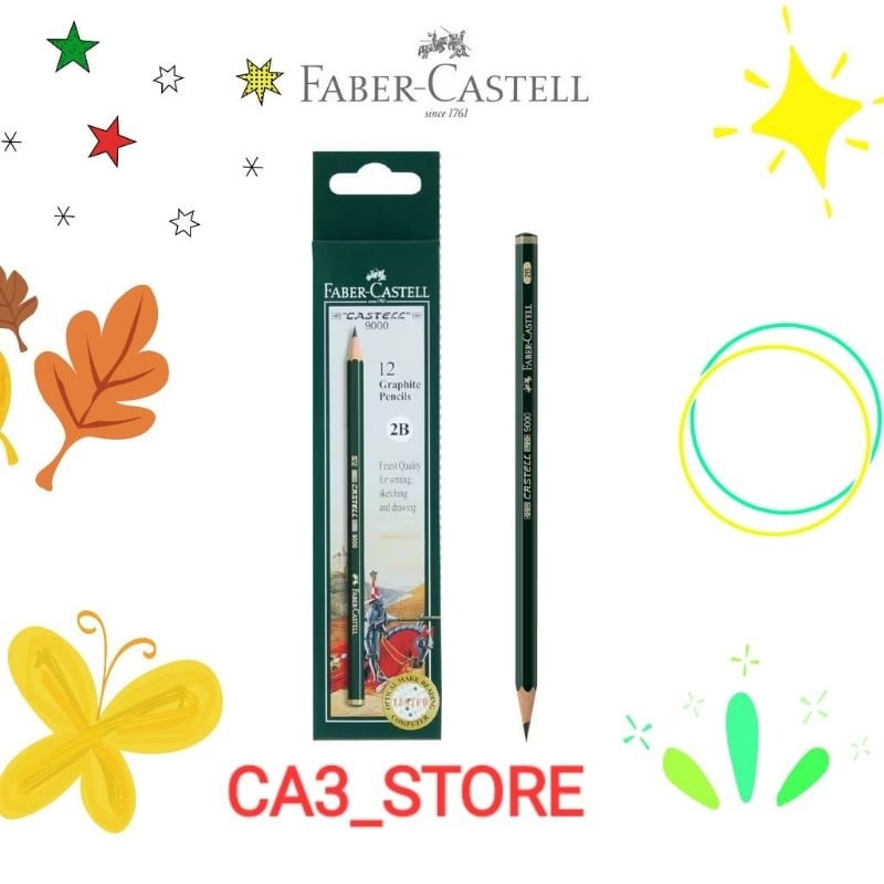 

Faber-Castell Pensil Tulis Ujian - 2B Castell 9000 satuan ORI