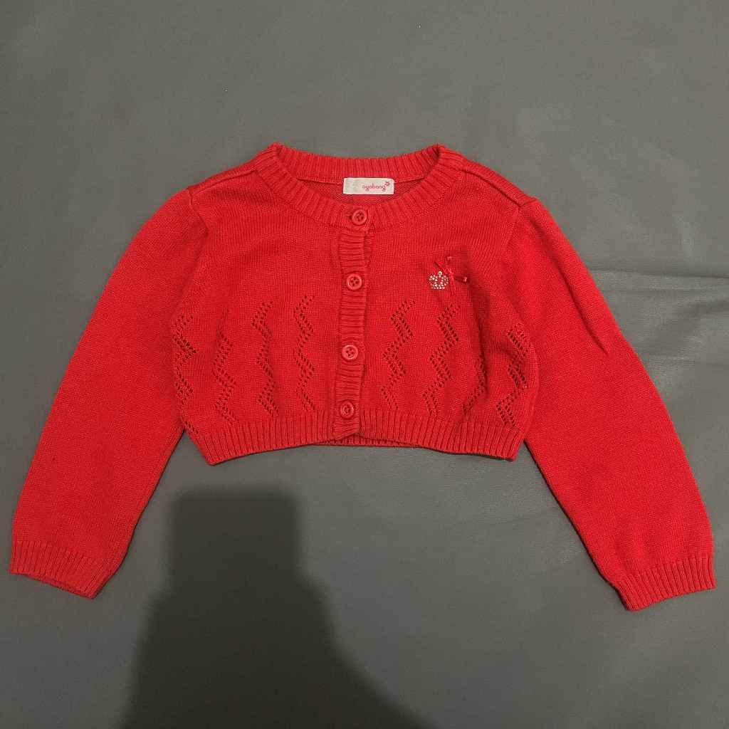 ANAK K286 (AGABANG ORI, PRELOVED) Baju Outer Cardigan Baju Atasan Luaran Knit Rajut O Neck Tangan Pa