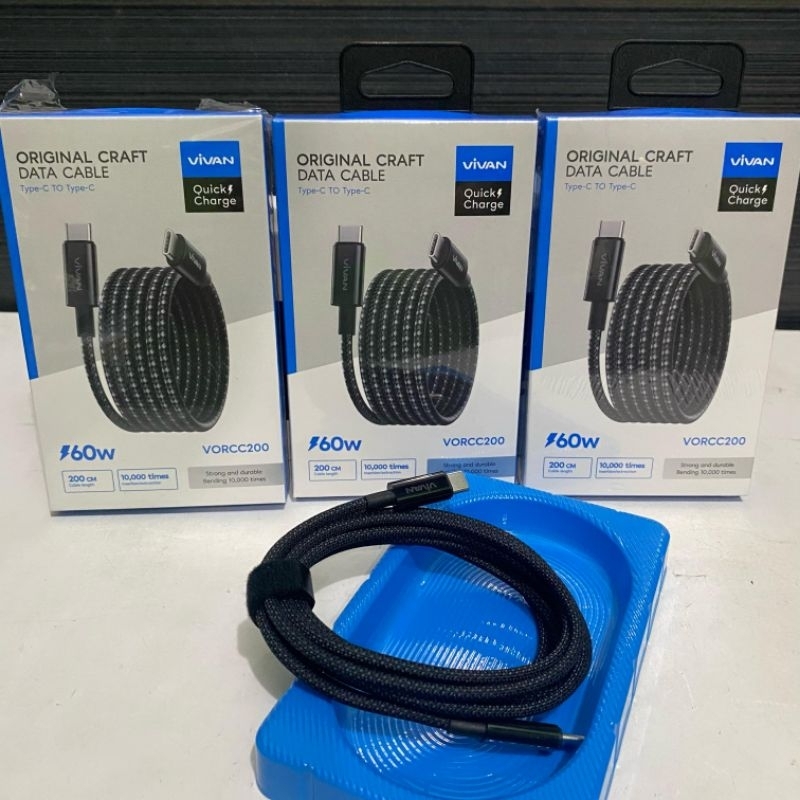 VIVAN VORCC200 ORIGINAL CRAFT DATA CABLE Type-C To Type-C 60W 200Cm