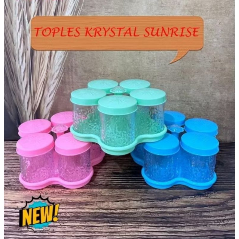 Toples Kue Set Kristal isi 5 Sunrise/ Toples Kristal Sunrise isi 5 / Toples kue Set Kristal
