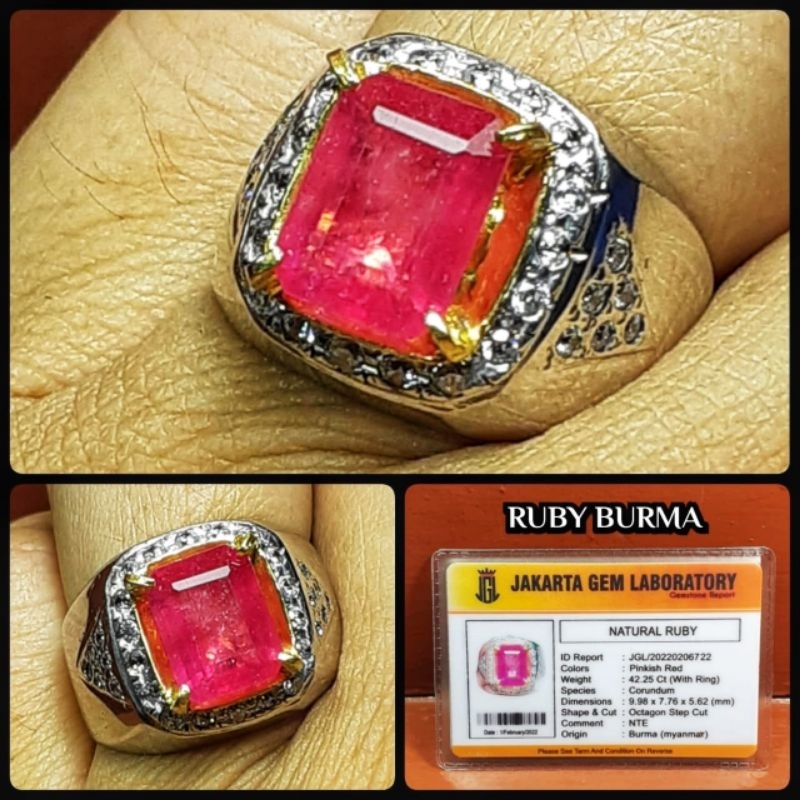 natural batu permata ruby [ NTE ] delima burma + ring perak
