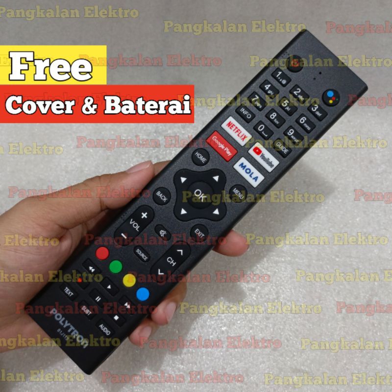 REMOTE POLYTRON ANDROID TV 81J112 ASLI ORIGINAL PLD SERIES FREE COVER FREE BATU BATERAI AAA REMOT PO