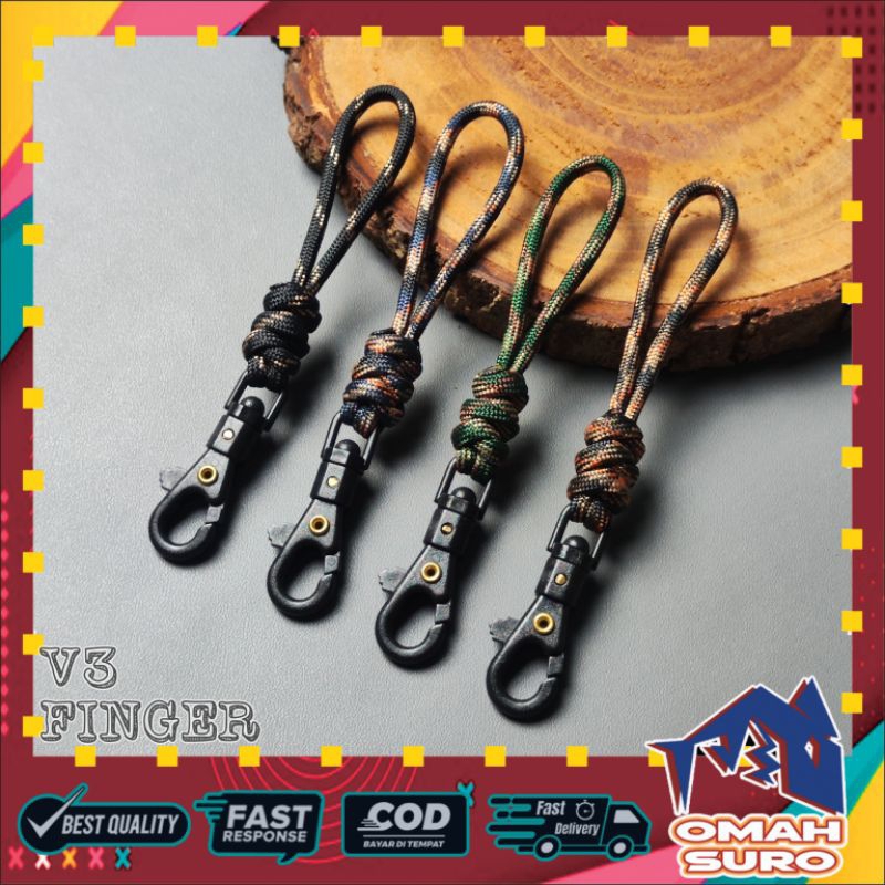 Sertamulia1 V3 Finger Strap Paracord Lanyard Hand/ Wrist Tali Gantungan