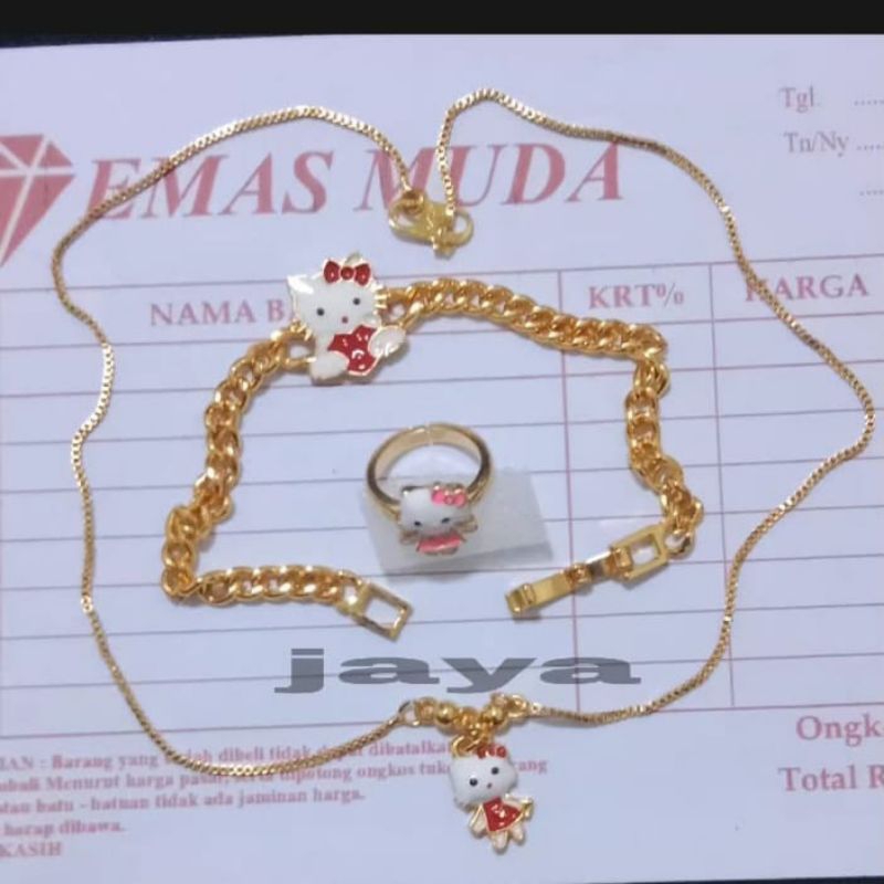 warna emas muda set perhiasaan anak helokity rantai set anak warna emas bahan tembaga terbaik