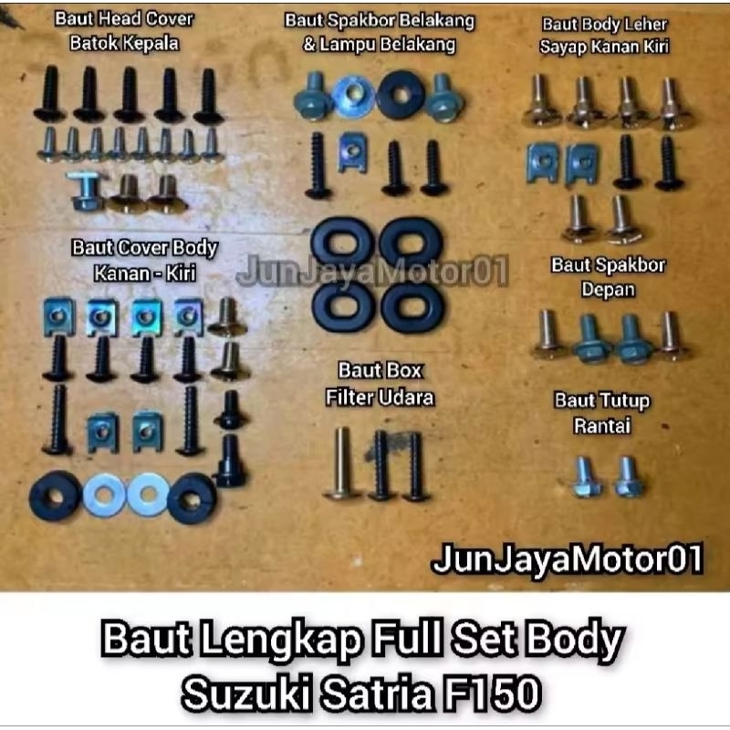 baut lengkap full set body bodi Suzuki satria fu 150 baut lengkap full set body bodi Suzuki satria f