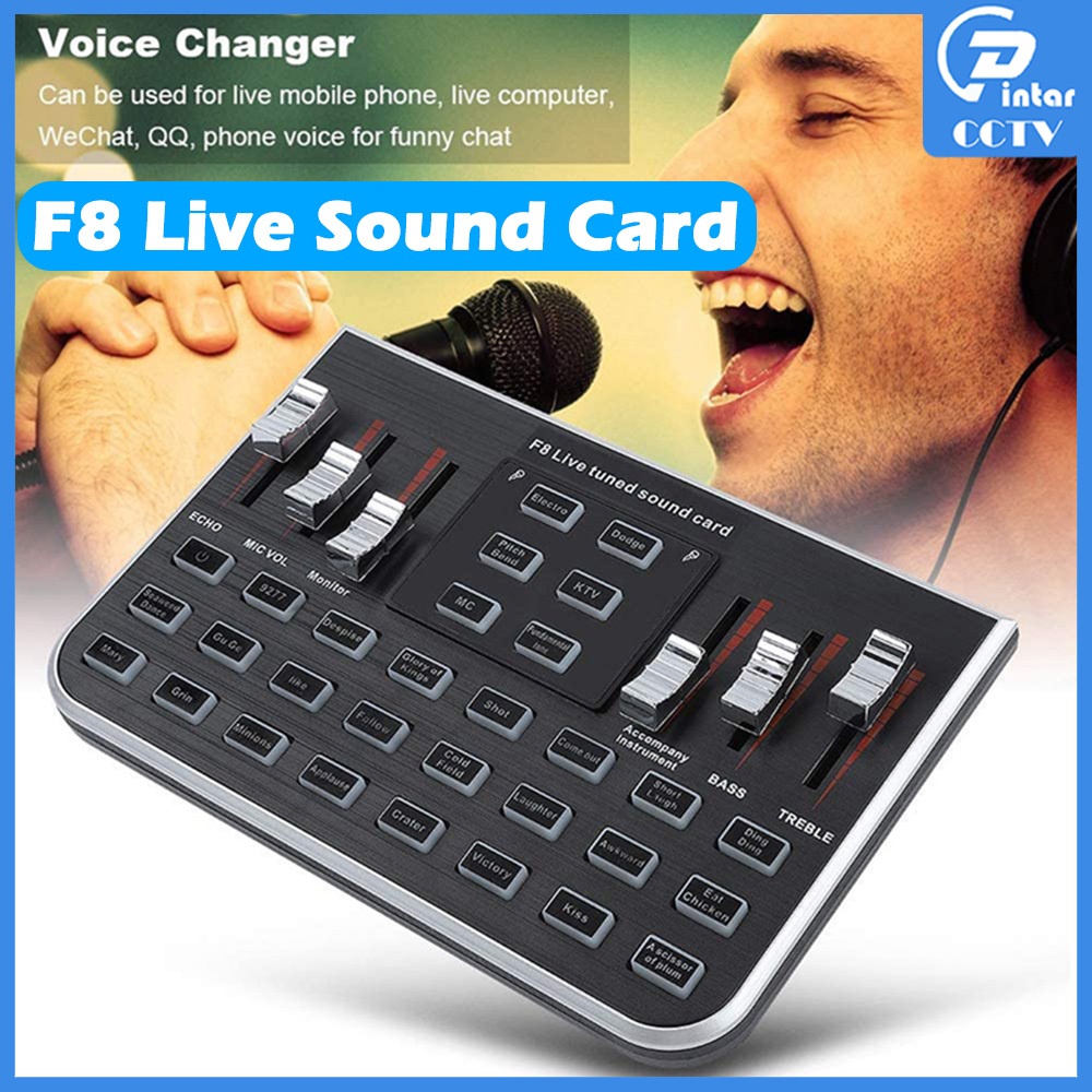 Live Sound Card F8 Voice Conversion Audio Mixer With 18 Sound Effects Sound Card Computer Mixing