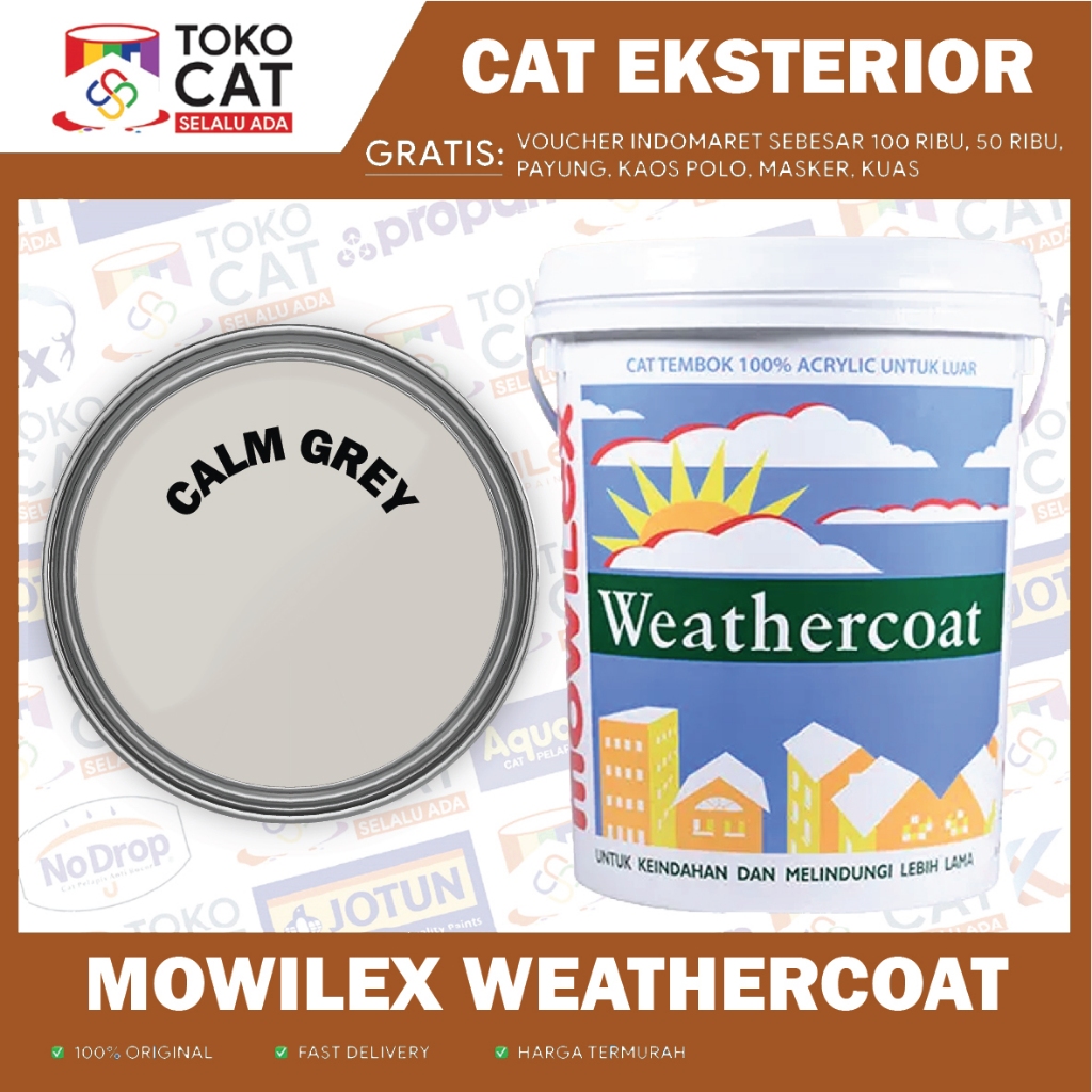 Cat Tembok Eksterior // Mowilex Weathercoat Tinting ( CALM GREY ) 20 L // Kemasan Pail
