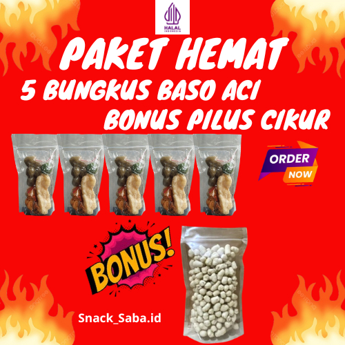 

Paket Murah Baso Aci 5 bungkus, bonus gratis cikur 100 gram