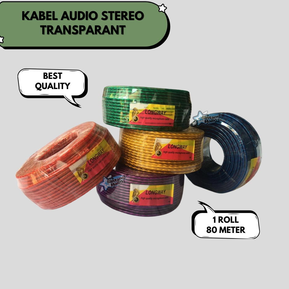 Kabel Mic Stereo Transparan 1 Roll 80 Meter / Kabel Microphone Audio Isi 3 / Kabel Mic Roll