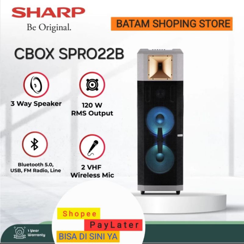 SPEAKER AKTIF SHARP CBOX-SPRO22B 3 WAY SPEAKER | 120W RMS GARANSI RESMI