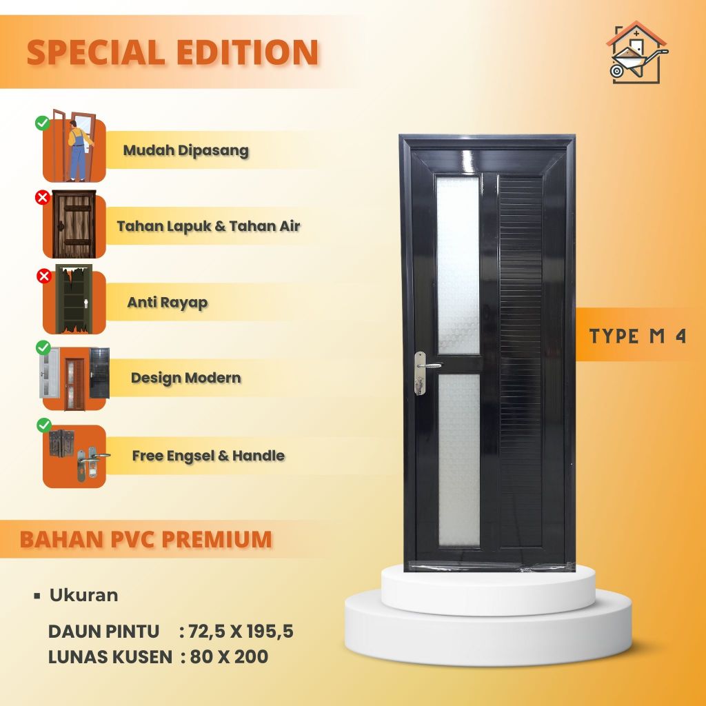 PINTU UPVC 80X200CM || TYPE M4 || SPECIAL EDITION