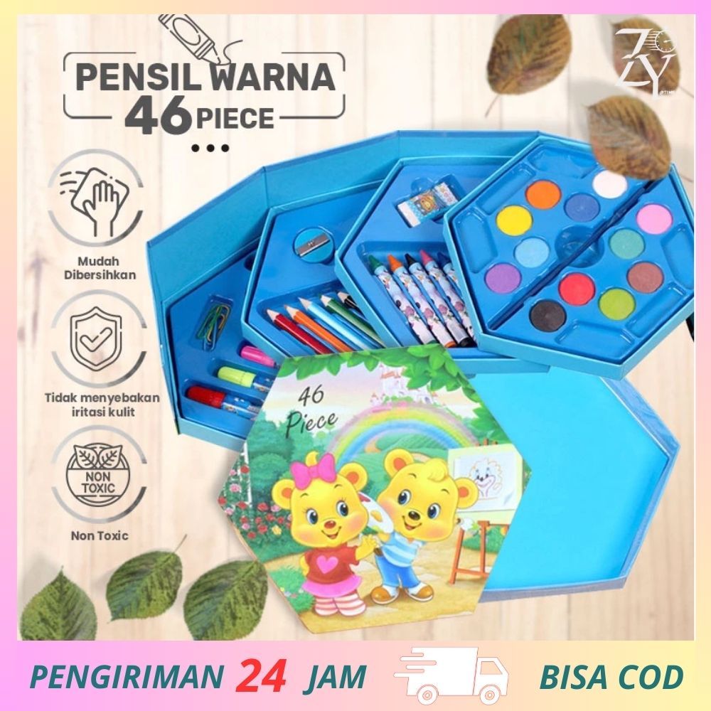 

THE TIME-Crayon Anak-anak Dan Alat Tulis Melukis Anak Box 4 Susun Isi 46 Pcs Dengan Motif Cartoon Yang Lucu Untuk Anak-anak Menggambar CBTZ