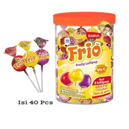 

( Toples ) Frio Permen Lolipop Rasa Buah Jar isi 40pcs - Permen Lolipop