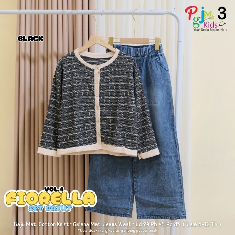 Fiorella setelan rajut anak cewek remaja usia 8-12 tahun by pgj kids l Setelan Outer Rajut + Celana 