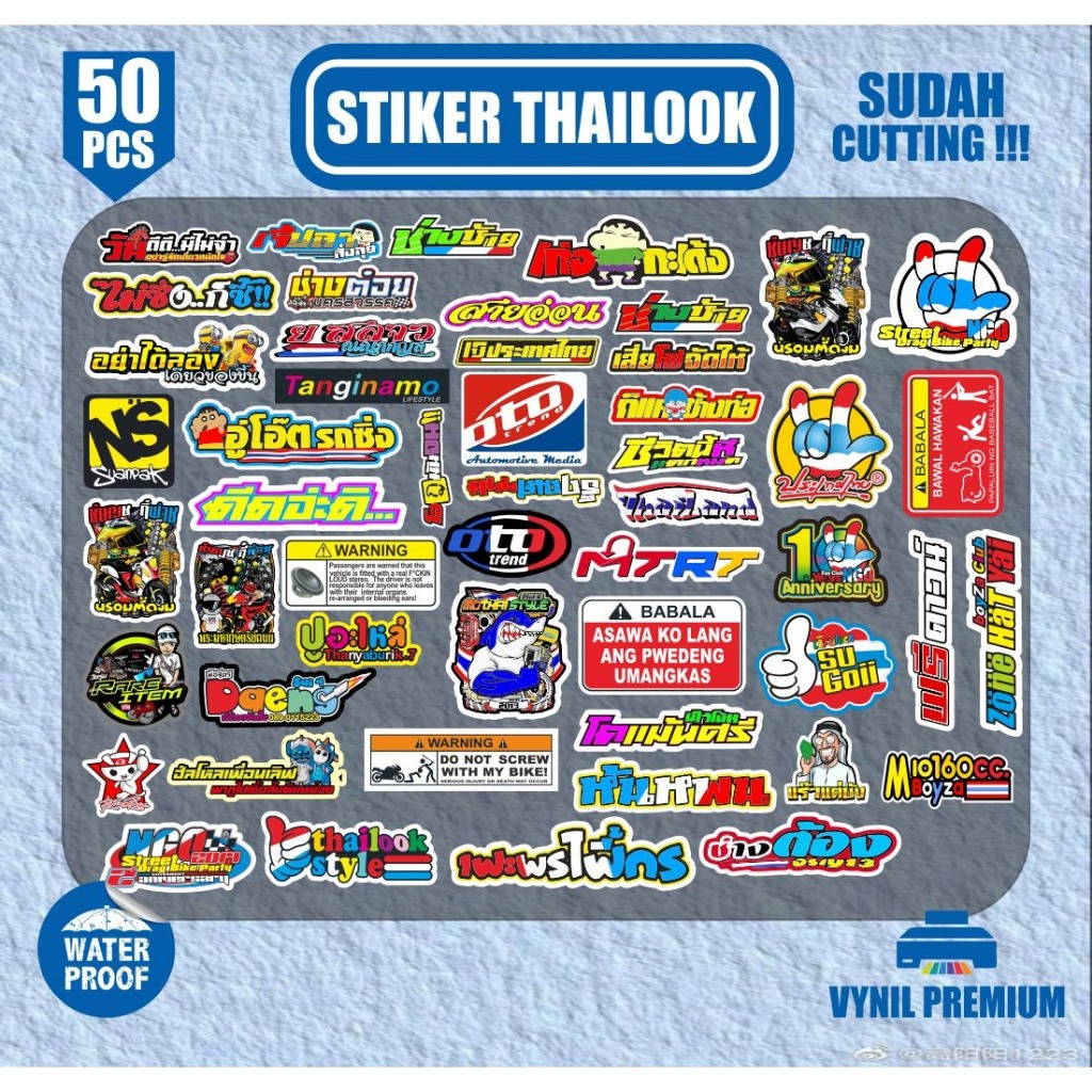 

stiker thailook 50 pcs vynil waterproof sudah terpotong