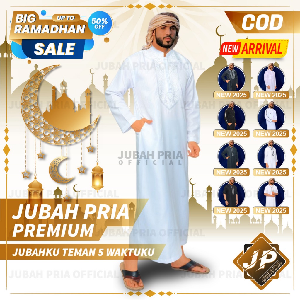 Jubah Pria Gamis Pria Cowok Laki Laki Dewasa Lengan Panjang Terbaru Al Haramain Baju Jubah Putih Pri