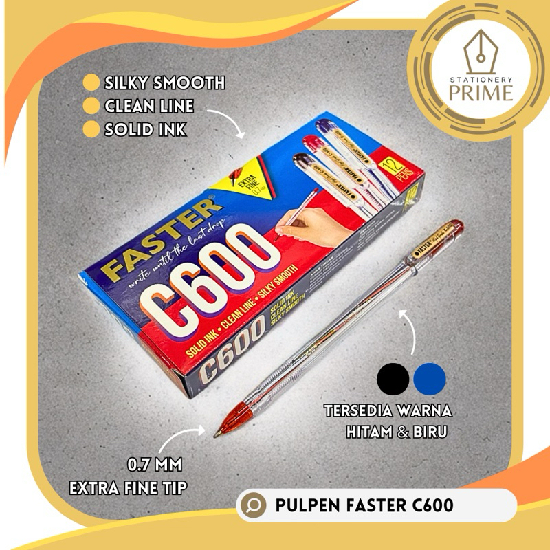 

Ballpoint Pulpen FASTER C600 0,7mm Hitam Biru ( Isi 12 Pcs )