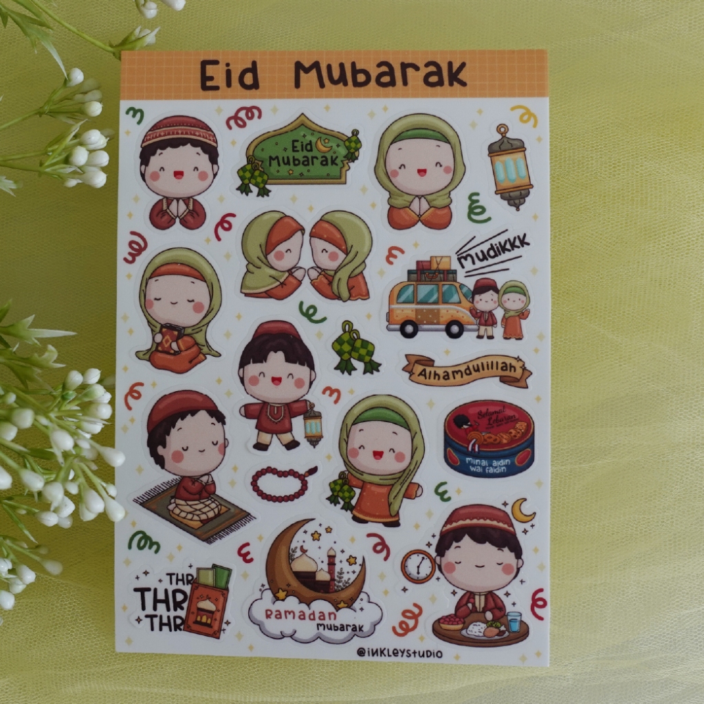 

Lebaran Stickers Sheet Series | Waterproof | Eid Mubarak Aesthetic Sticker | Ramadan Sticker Sheet Pack | Planner Sticker