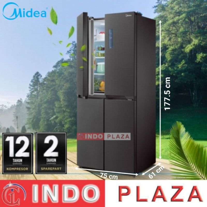 KULKAS MIDEA SIDE BY SIDE 4 PINTU INVERTER MDRF-550FGF28 407 Liter / KULKAS SIDE BY SIDE 4 PINTU INV