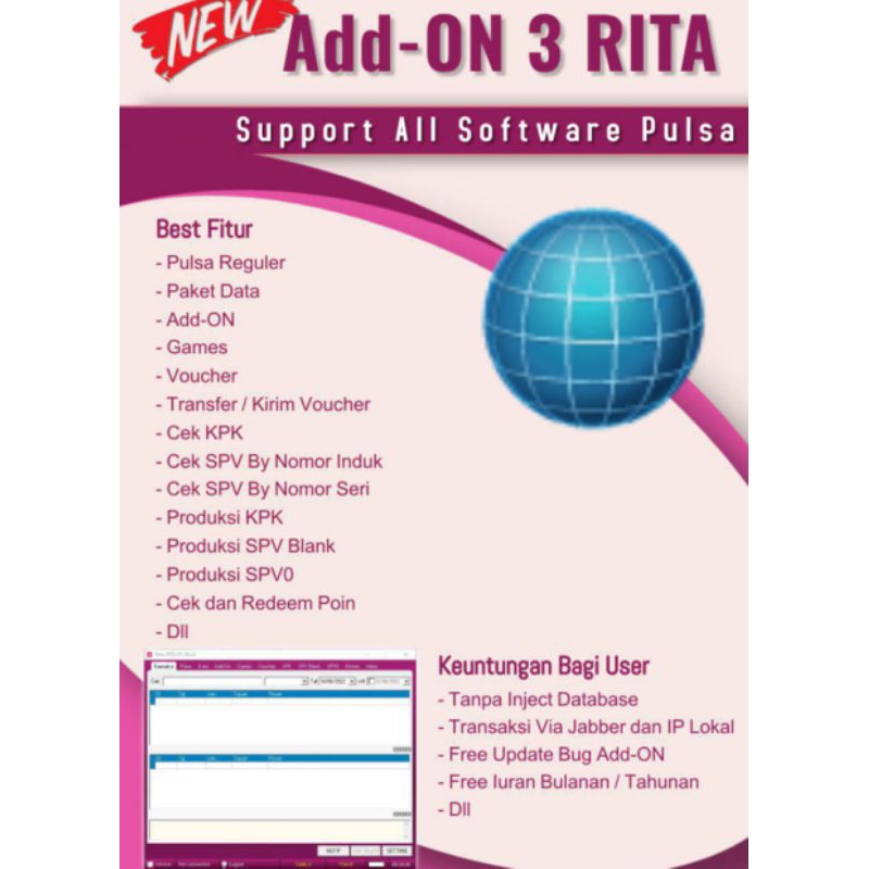 Addon 3 Rita support semua software pulsa