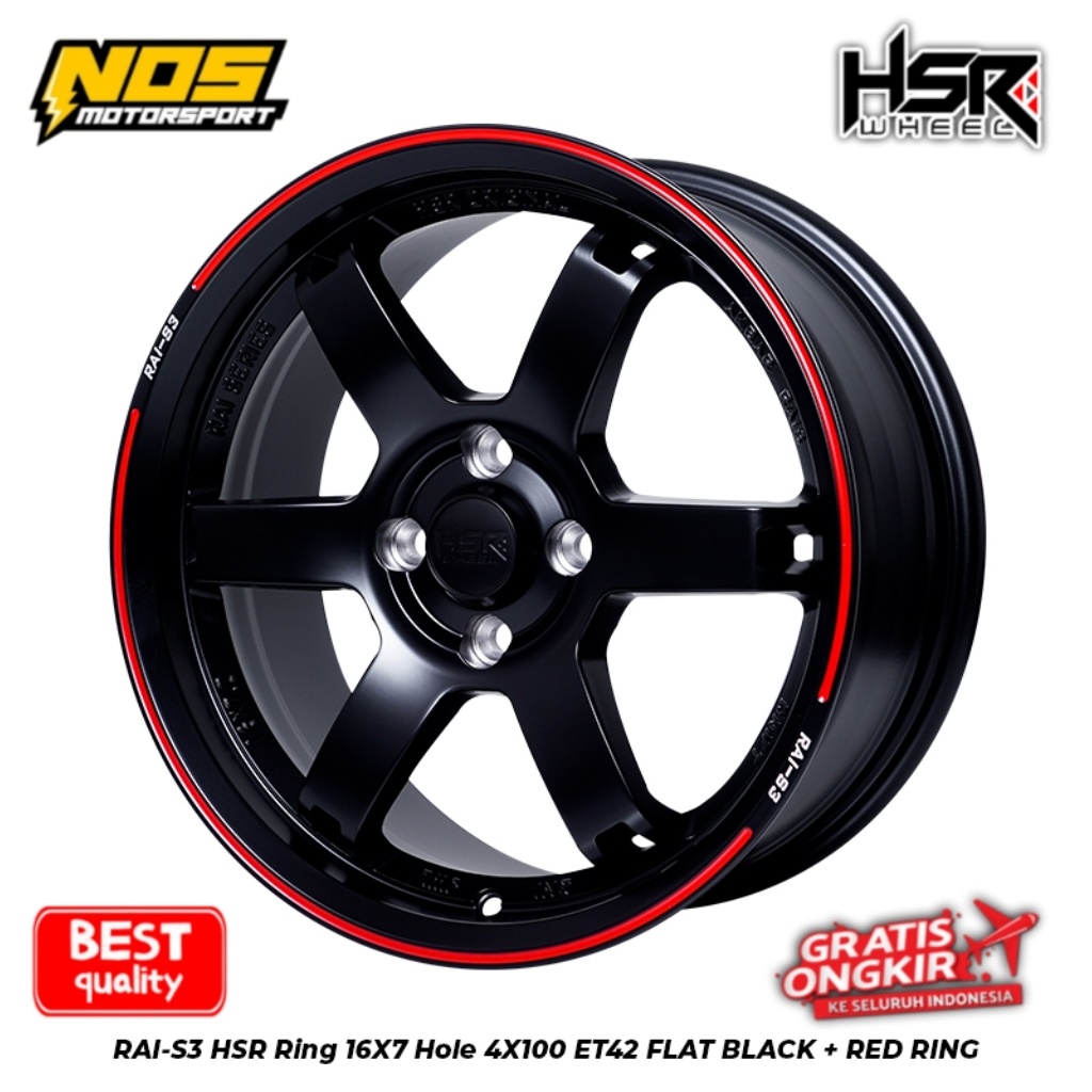 VELK MOBIL JAZZ YARIS RAIZE BRIO R16 PCD 4X100 HSR RAI-S3 | VELK MOBIL JDM RACING RING 16