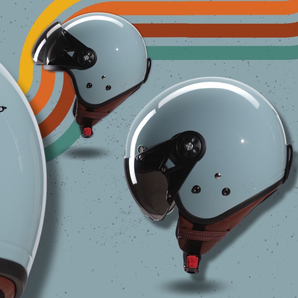 Bluberry02 Helm Dewasa Sni Retro Bogo Vidano Unisex Cewe Cowo Perempuan Wanita Hijab + Kaca Pilot