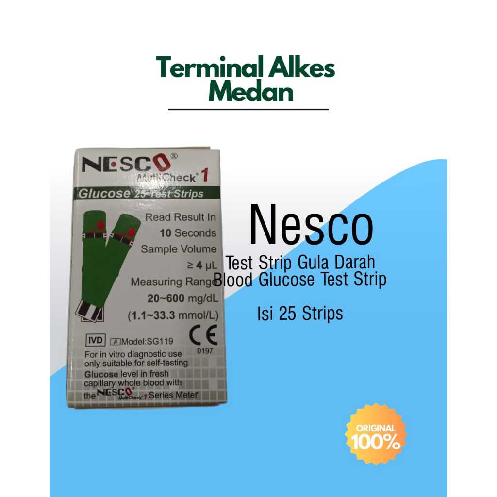 Strip TesGula Darah  | Refill Blood Glucose Test Strip 3in1 - 25 pcs Nesco