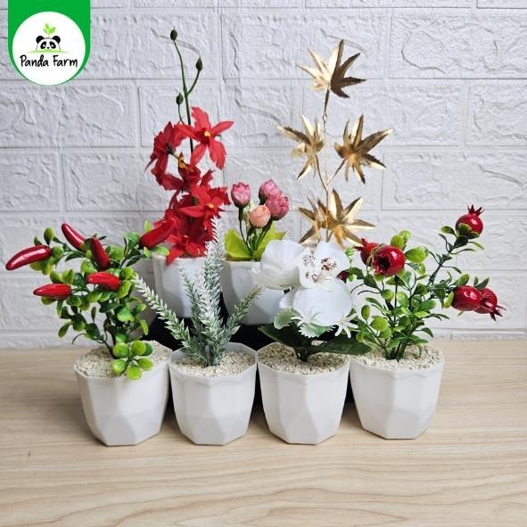 Tanaman Hias Bunga dan Daun Plastik Artificial Pot Mini Terbaru 3