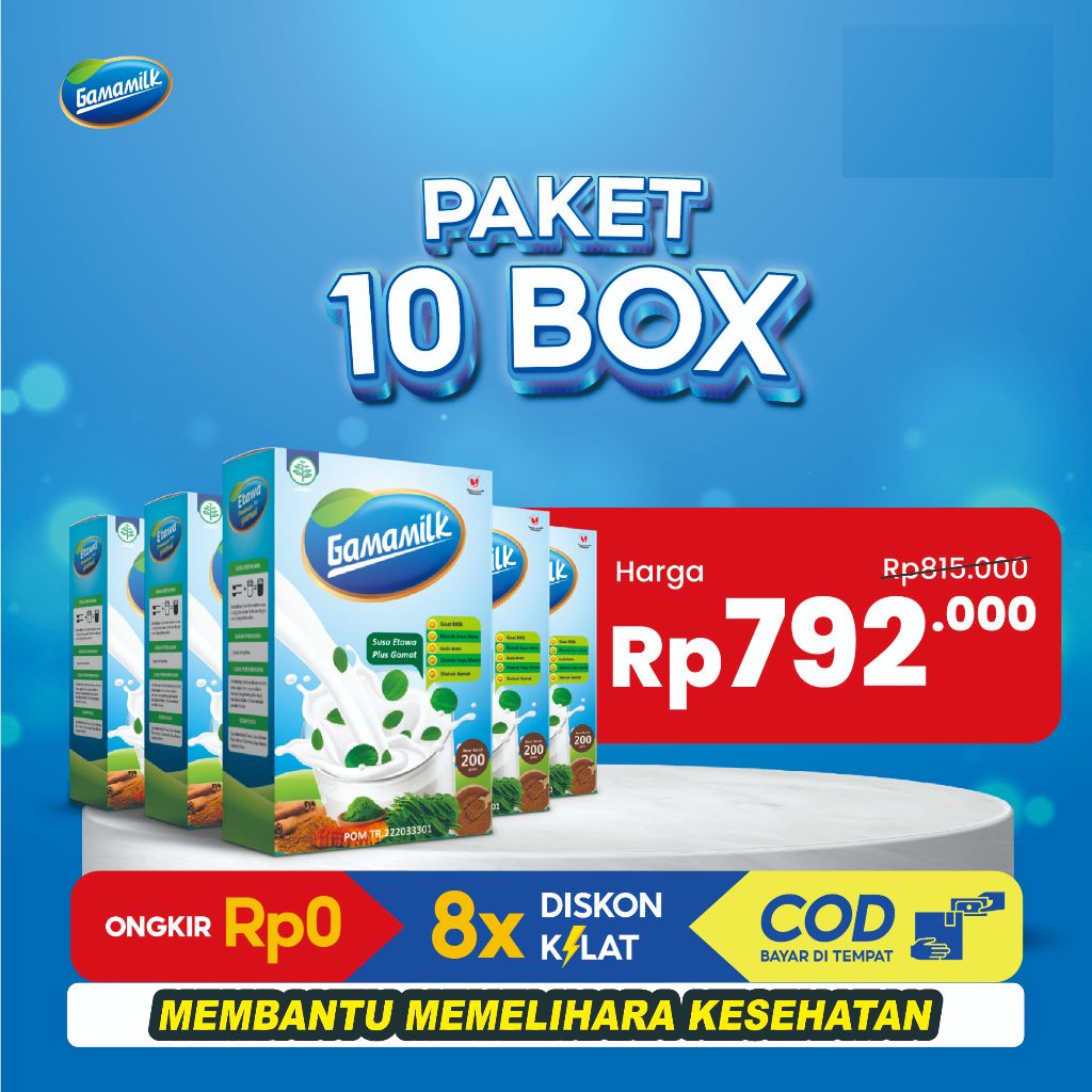 

GAMAMILK - 10 Box Susu Etawa Dengan Ekstrak Gamat dan Daun Kelor