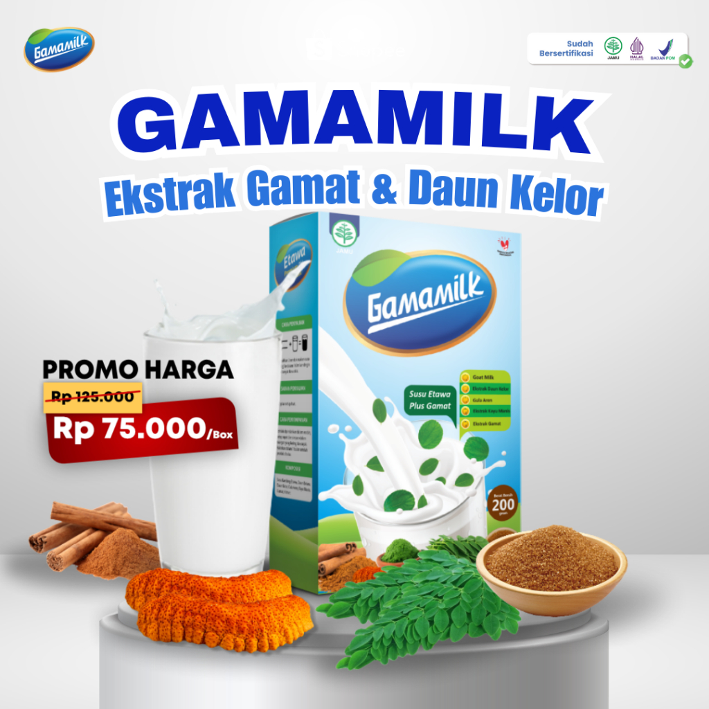 

GAMAMILK Susu Etawa - Ekstrak Daun Kelor - Ekstrak Gamat