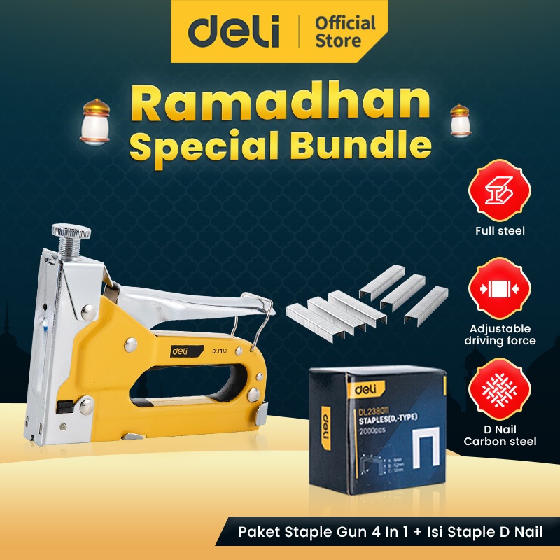 

Deli Staple Gun 3 In 1 Set Isi Staples D Nail 2000 Pcs