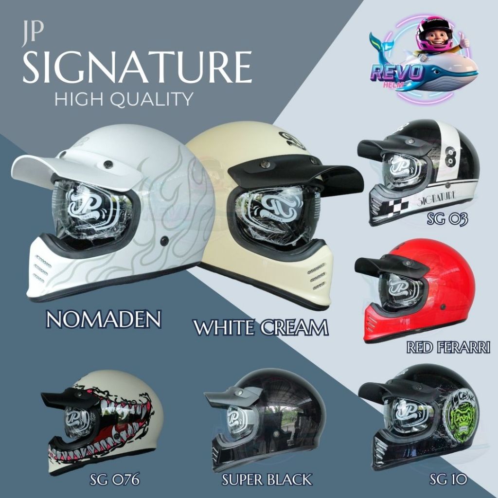 HELM JP SIGNATURE SOLID DAN MOTIF LENGKAP ORIGINAL, HELM JPX CAKIL FULL FACE, JP HELMET OFFICIAL