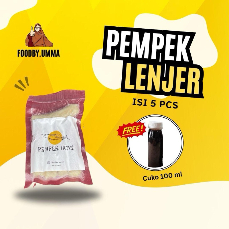 

PEMPEK LENJER ISI 5 PCS (GRATIS CUKO) 100% TENGGIRI, GLUTEN FREE