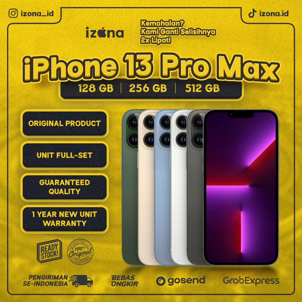 IPHONE 13 PRO MAX 128 256 512GB SECOND INTER IBOX ORIGINAL FULLSET BERGARANSI