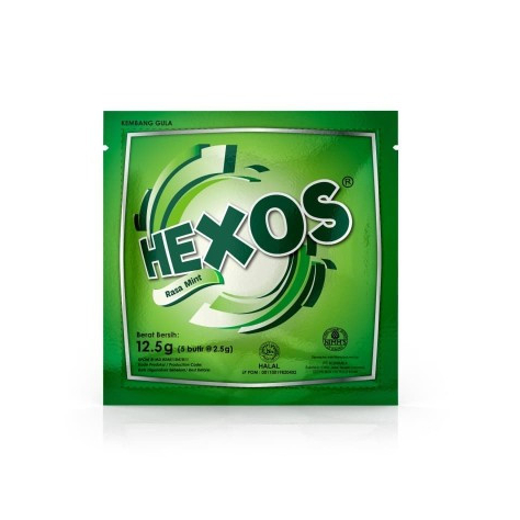 

Hexos Permen Mint 12.5 g 2 Sachet /Menyegarkan dan melegakan tenggorokan