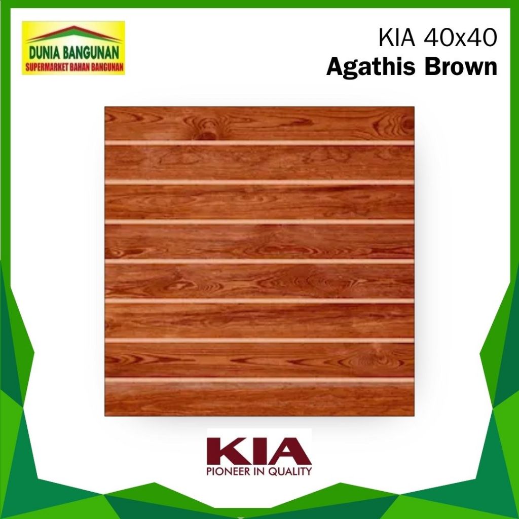 Keramik KIA Agathis Brown 40x40 Keramik Lantai Motif Kayu Glossy / Keramik Lantai Kayu / Keramik Lan