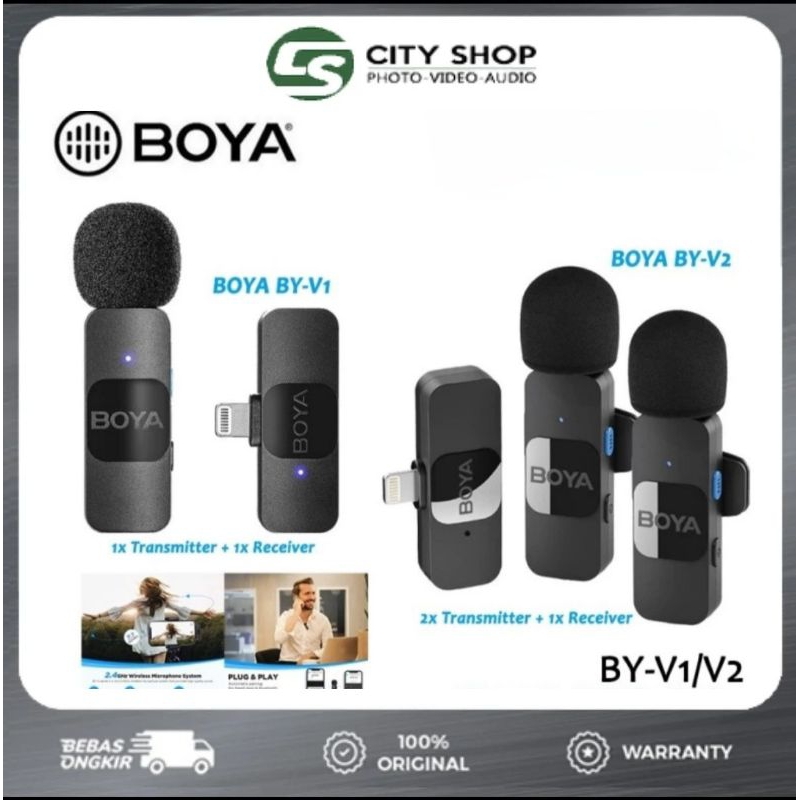 Boya BY-V1, BY V1, BYV2 BY-V2 Mic Wireless Klip on for  IOS Iphone Vlog Podcast Studio