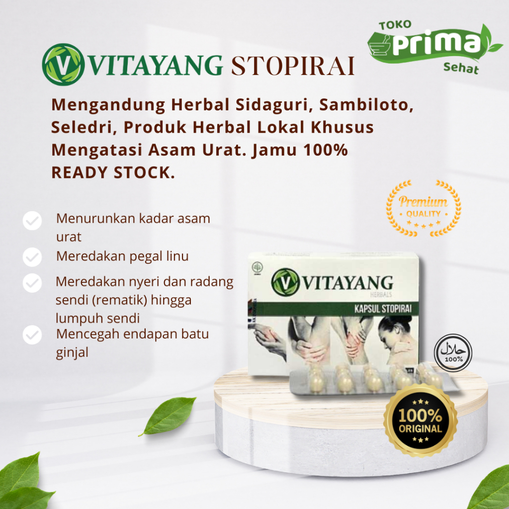 

Vitayang Stopirai Khusus Penderita Asam Urat, Produk Herbal Jamu Alami 1 box 30 capsul
