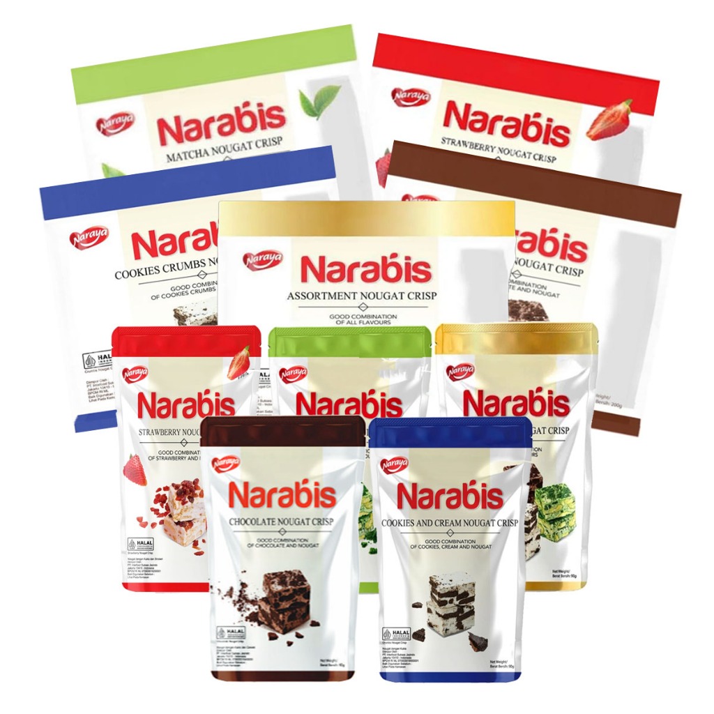 

NARAYA Narabis Matcha Strawberry Chocolate Cookies Cream Assortment Nougat Crisp 200g 90g