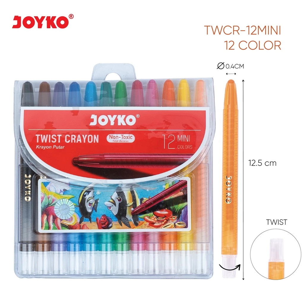

Krayon Putar Mini Twist Crayon Joyko TWCR 12 Warna (SET)