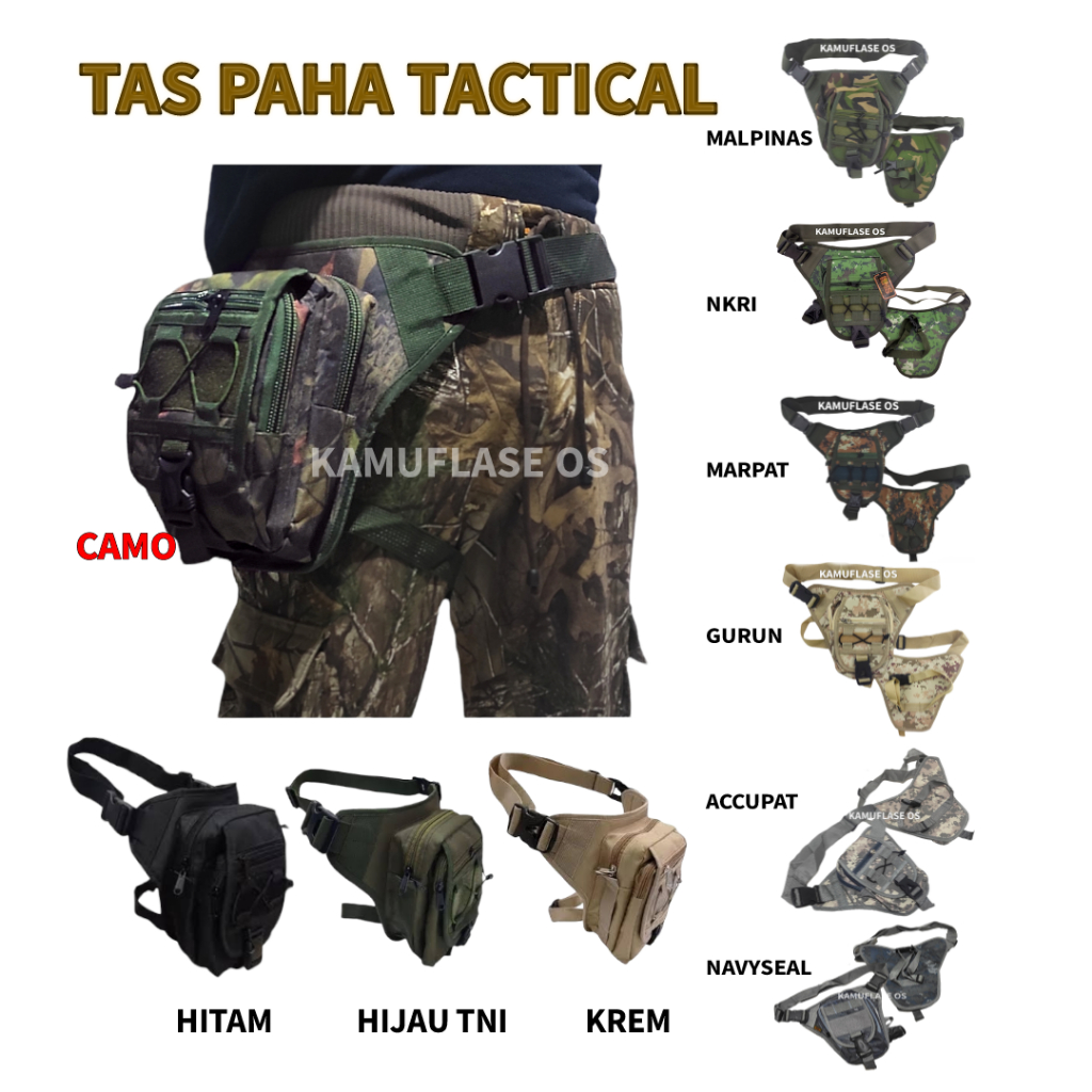 Tas loreng dan polos paha tactical Army Military tas pinggang- TAS PAHA KECIL