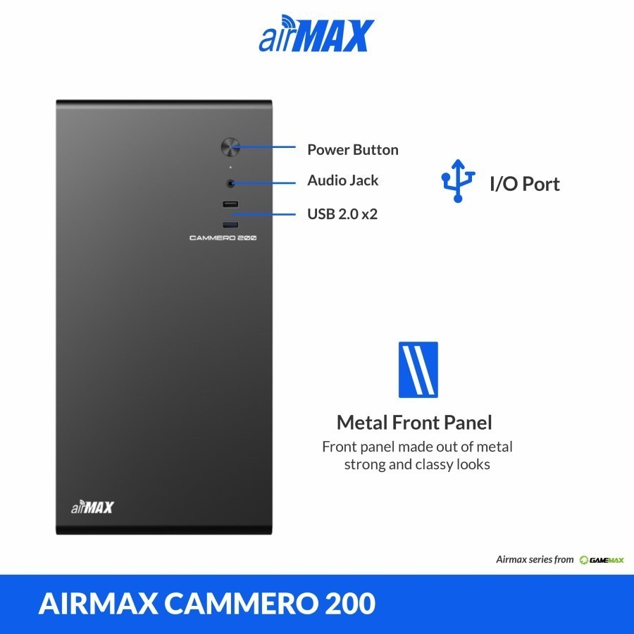 GAMEMAX Airmax Cammero 200 M-ATX Include PSU 500W Casing PC