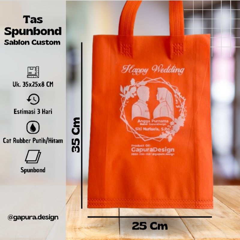 

Tas Spunbond Sablon Custom / Sablon Tas Custom/ Spunbond Sablon/ Tas Hajatan