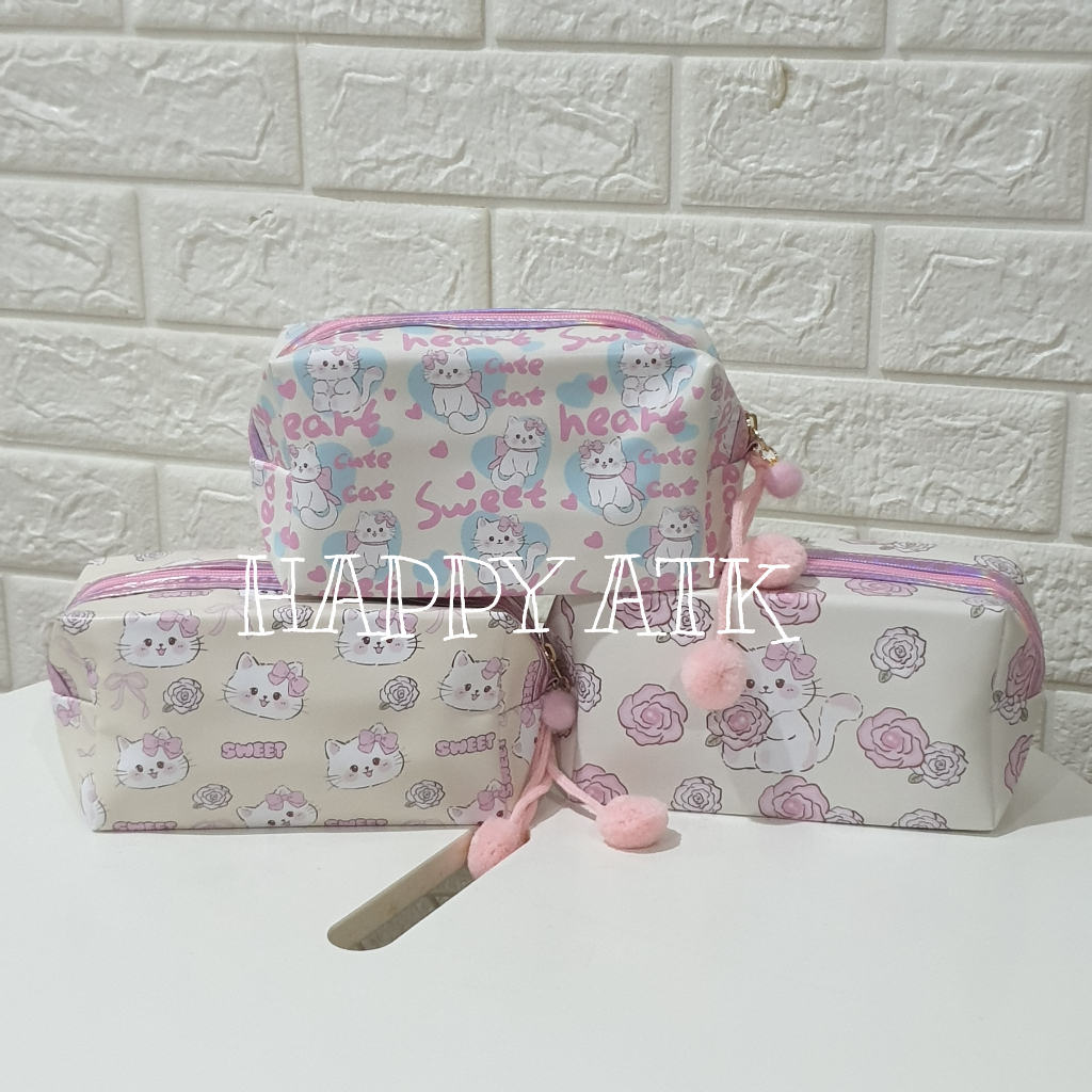 

TAS KOSMETIK MOTIF KUCING / TEMPAT KOSMETIK / TEMPAT PENSIL / POUCH / TEMPAT MAKE UP MOTIF KUCING CAT MEONG