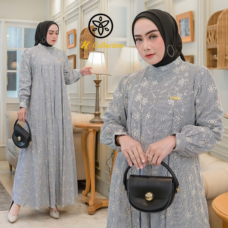 Gamis katun bordir bolong premium series terbaru mewah elegan katbol jumbo