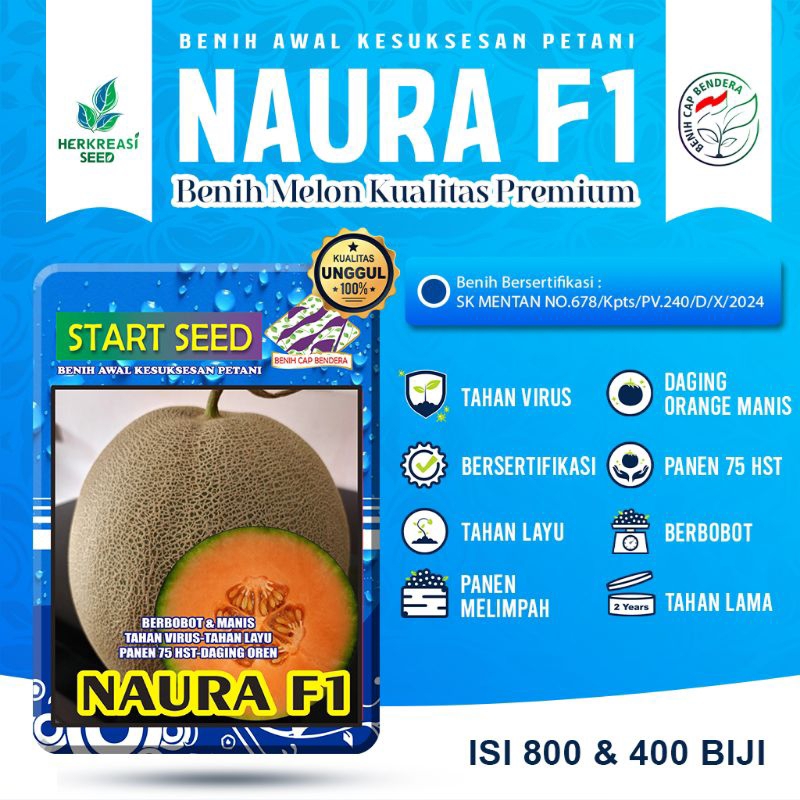 Benih Melon Naura F1 Melon Eklusif - Isi 400 & 800 Biji