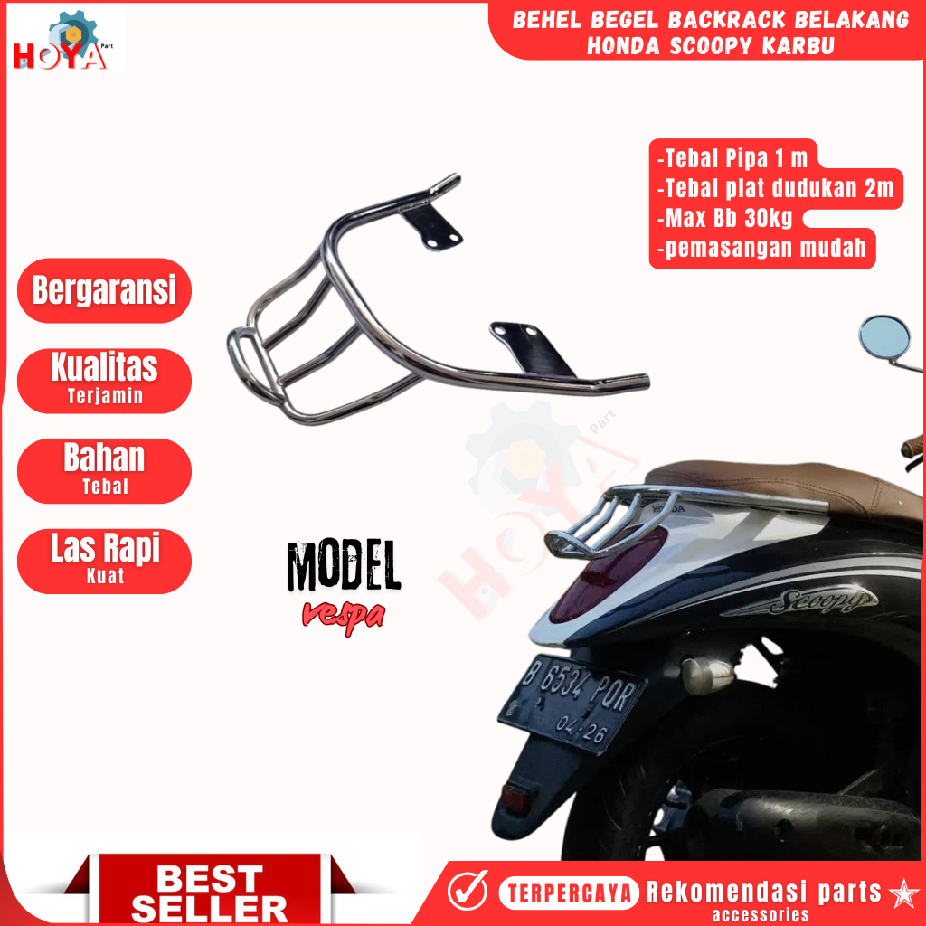 Back Rack Behel Begel Rer Rak Belakang Motor Honda Scoopy Karbu